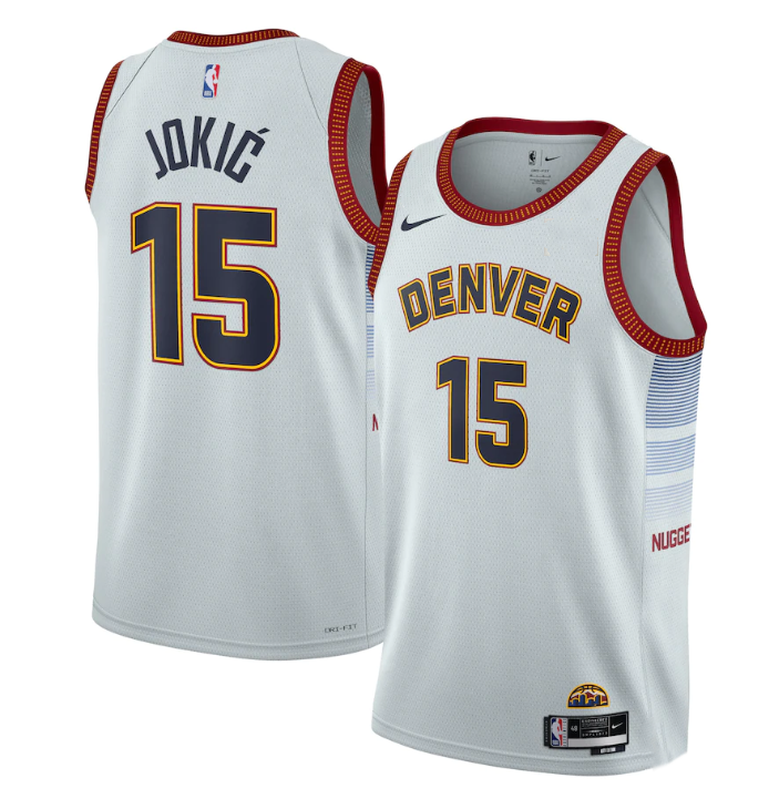 Men's Denver Nuggets #15 Nikola Jokic Silver 2022/23 City Edition Stitched Jersey